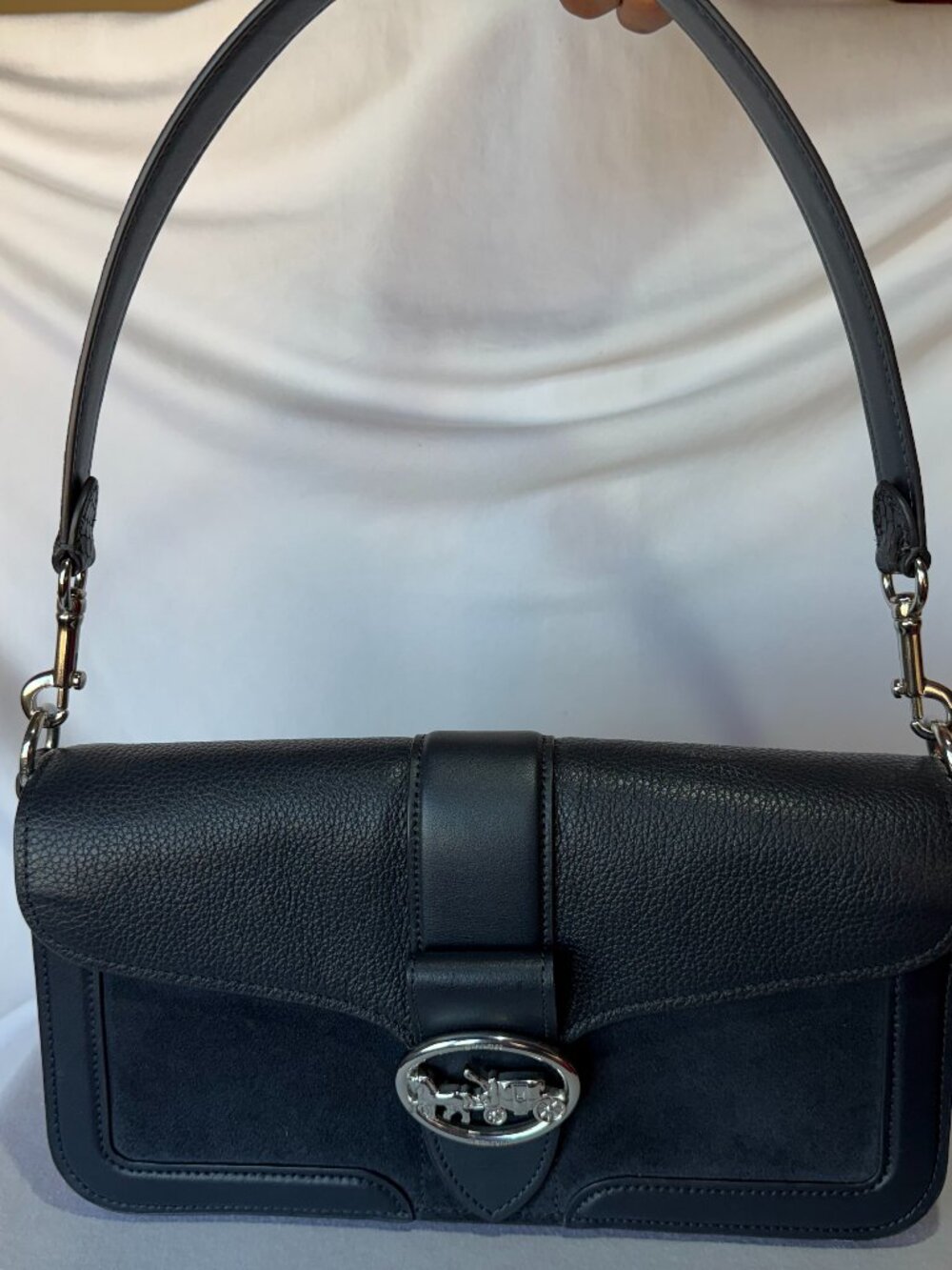 Coach Bag Georgie Navy Leather Shoulder Crossbody Bag